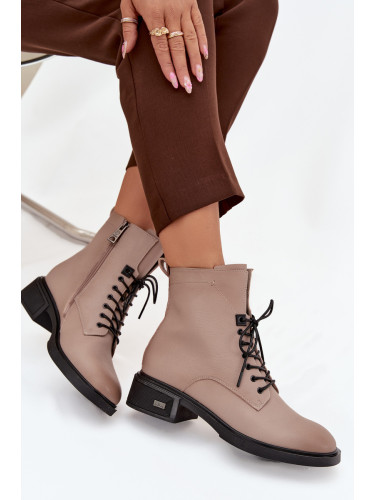 Дамски боти от естествена кожа с нисък ток топли Vinceza