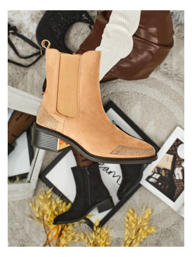 Resti Women's Eco Suede Ankle Boots Decorated with Rhinestones TangleMist