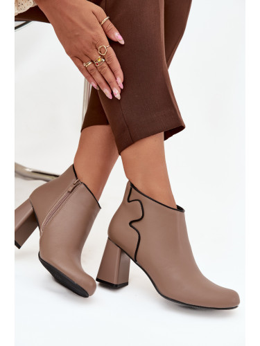 Boto Кожени топли боти на ток Бежови Ivessara