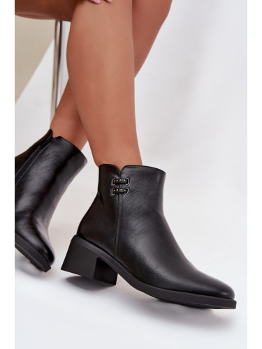 EVENTO Топли дамски боти на клинка черни Delmira