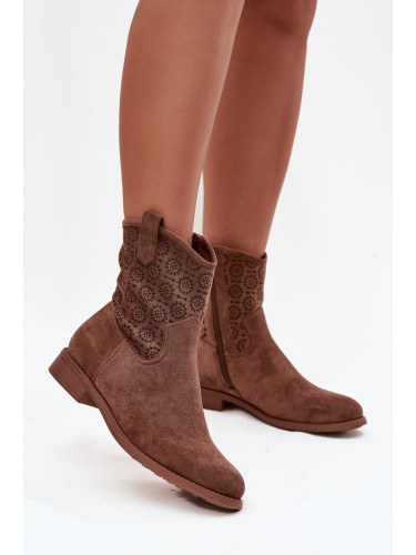 S. BARSKI Дамски боти с нисък ток с ажурен модел S.Барски