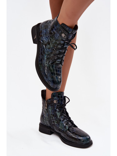 Лакирани дамски боти от естествена кожа D&A