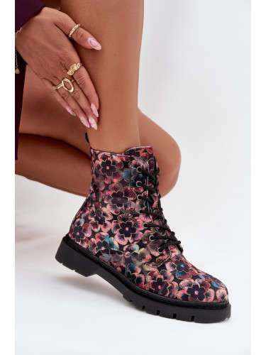 Дамски боти с топъл аплик в цветя Artiker