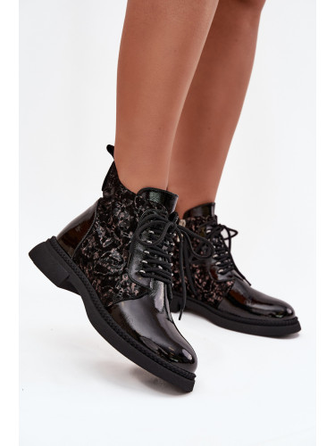 S. BARSKI Лакирани дамски боти с подплата D&A