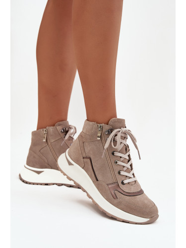 Дамски спортни боти на платформа от естествен велур Zazoo