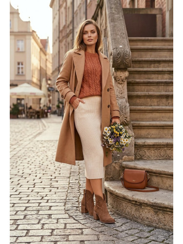 Дамски боти с отворен дизайн от естествен велур на ток Zazoo 3690 кафяви