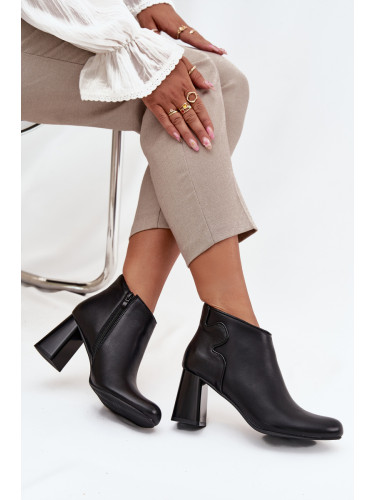 Boto Кожени ботуши с топъл вътрешен слой на висок ток Черни Ivessara