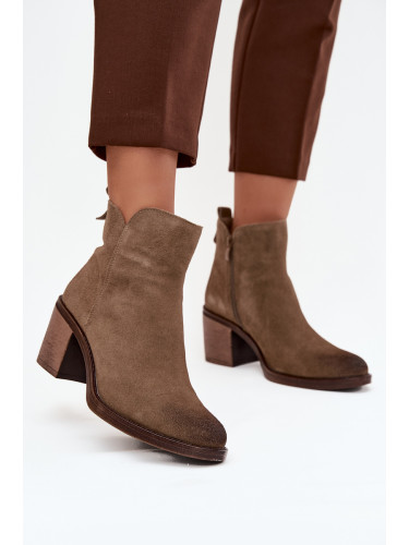 Дамски боти от естествен велур с ток Sergio Leone