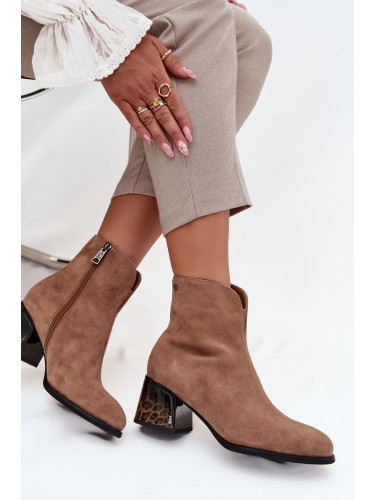 Дамски боти от естествен велур с ток топли Vinceza