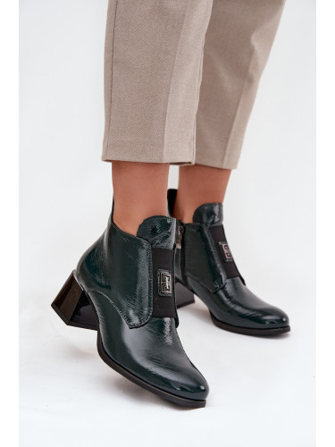 Кожени лачени боти на платформа с декоративен детайл подплатени Zazoo