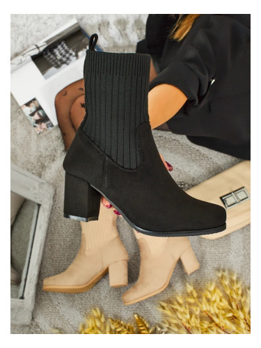 Resti Women's eco-suede heeled ankle boots with a sock-like insert LumenThorn