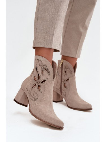 Кадифени отвити дамски боти на ток Zazoo