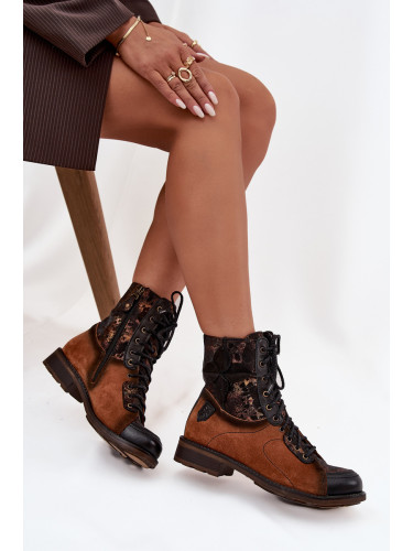 Кожени дамски боти от естествена кожа с нисък ток Maciejka