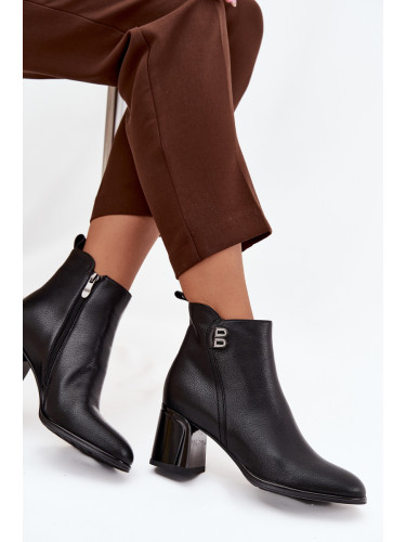 Boto Топли дамски боти от естествена кожа на ток Черни Jovelle