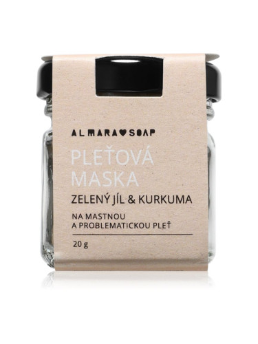 Almara Soap Face Green Clay & Turmeric почистваща маска за лице за мазна и проблемна кожа 20 гр.