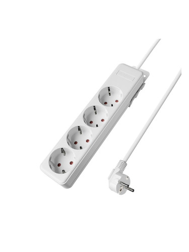 Разклонител 4 гнезда, кабел 3м, бял, Braytron, BY72-00043