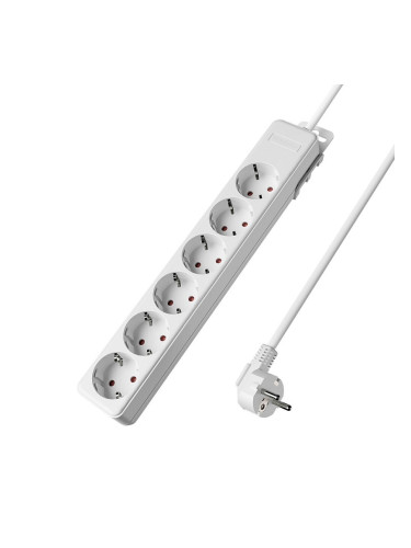 Разклонител 6 гнезда, кабел 1.5м, бял, Braytron, BY72-00061
