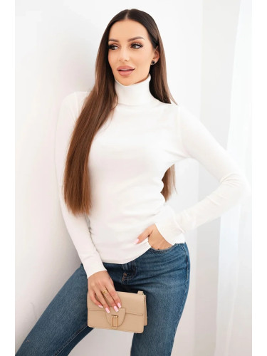 Kesi Włoski Women's viscose sweater with a turtleneck and long sleeves white