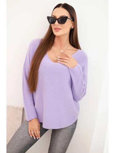 Kesi Włoski Women's sweater with viscose and V-neck light purple