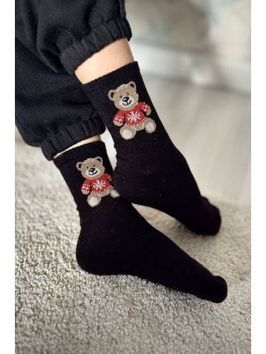Milena Детски Младежки Чорапи Мече В Свитър Черен
