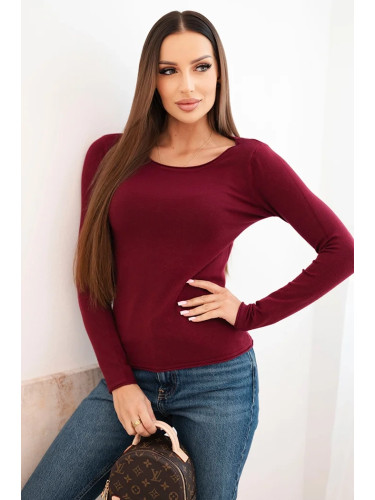 Kesi Włoski Women's viscose sweater with a round neckline and fitted cut burgundy