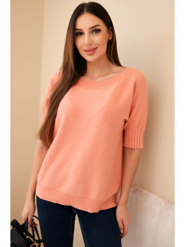 Kesi Włoski Women's short-sleeve viscose sweater dark apricot