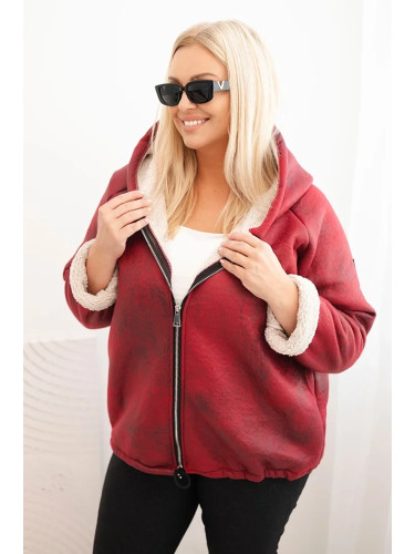 Kesi Włoski Women's Plus Size jacket with a hood and fleece burgundy