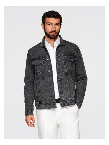 Ombre Men's denim jacket katana with washem - black