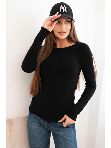 Kesi Włoski Women's viscose sweater with a round neckline and fitted style black