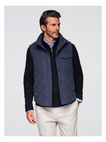 Ombre Men's peach effect quilted sleeveless jacket - navy blue
