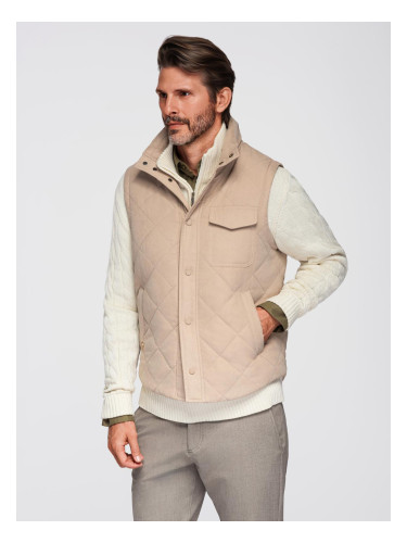 Ombre Men's peach effect quilted vest - beige