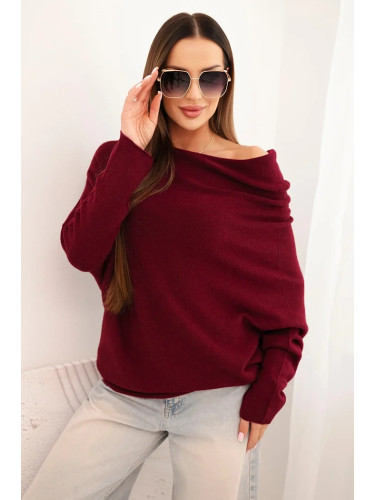 Kesi Włoski Women's asymmetric batwing viscose sweater plum