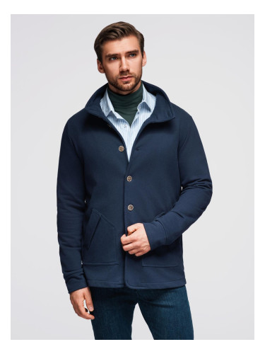 Ombre Men's button-down sweatshirt with collar - navy blue