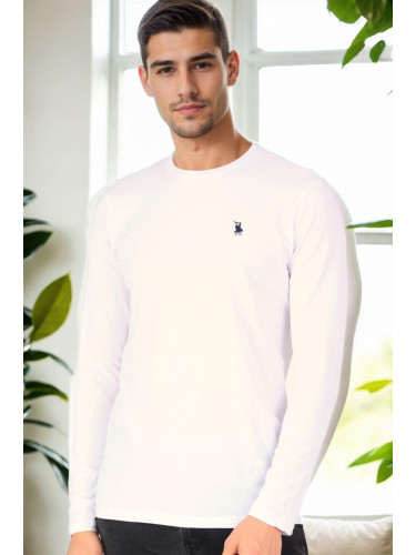 T9588 DEWBERRY BICYCLE COLLAR LONG SLEEVE T-SHIRT-WHITE