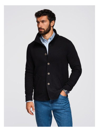 Ombre Men's button-down sweatshirt with stand-up collar - black