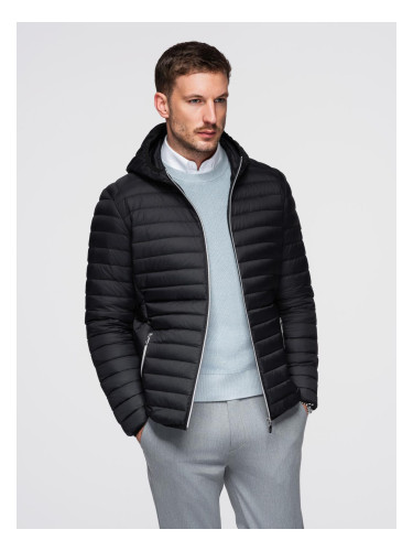 Ombre Ultralight men's natural down jacket with stowable pouch - black