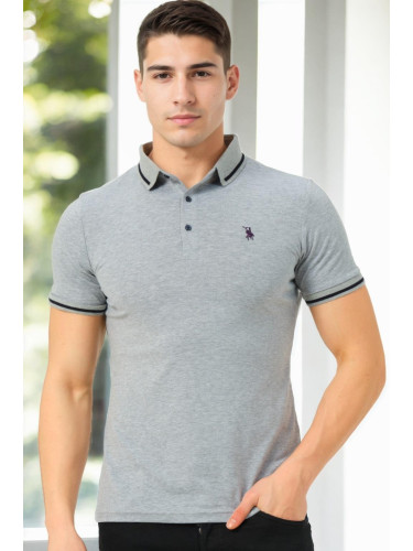 T9586 DEWBERRY MEN'S POLO SHIRT-GREY
