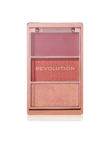 Makeup Revolution Blush Icon Palette палитра с ружове цвят Aura Points Rose 9.8 гр.