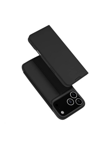 Кожен калъф тефтер Dux Ducis SKIN PRO, За iPhone 17 Pro (6.3), Черен