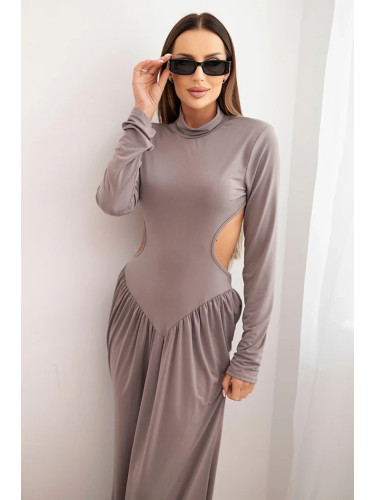Kesi Włoski Women's long dress with viscose, turtleneck and open back fango