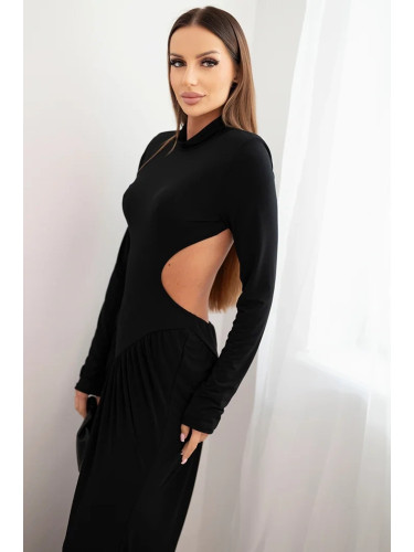 Kesi Włoski Women's long dress with viscose, turtleneck and open back black