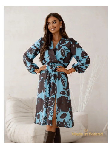 Resti Afrodyta Blu Oceano Dress – blue midi, long sleeves, classic style