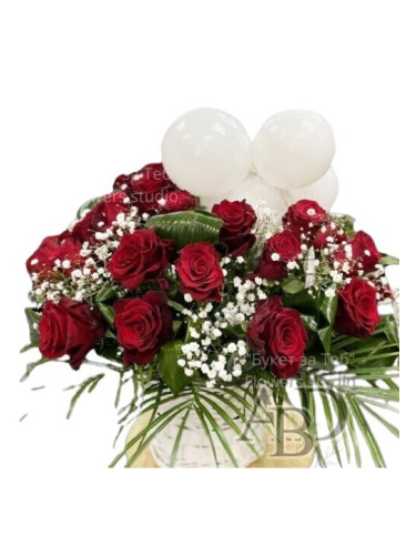 Луксозна кошница с 51 червени рози