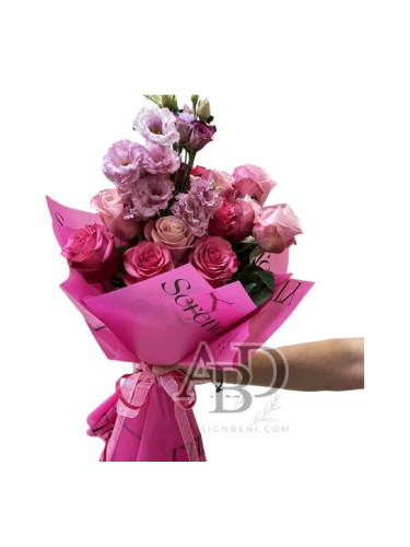 Букет в розово от 13 цветя
