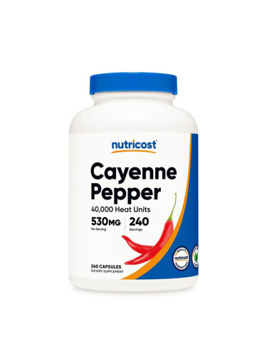 Кайенски лют червен пипер 530 mg 240 капсули | Nutricost