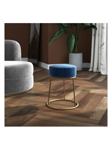 Sonata H Кръгъл хокер, син, кадифе