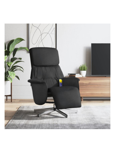 Sonata H Масажен реклайнер стол с поставка за крака, черен, текстил
