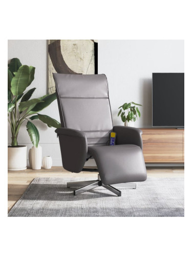 Sonata H Масажен реклайнер стол с опора за крака, сив, изкуствена кожа