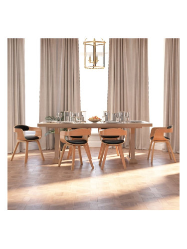 Sonata H Трапезни столове, 6 бр, черно, извито дърво и изкуствена кожа