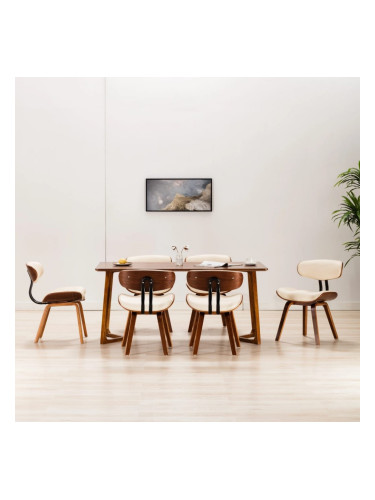 Sonata H Трапезни столове, 6 бр, кремави, извито дърво и изкуствена кожа